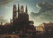 Karl friedrich schinkel Gothic Cathedral by the Waterside (mk45) USA oil painting artist